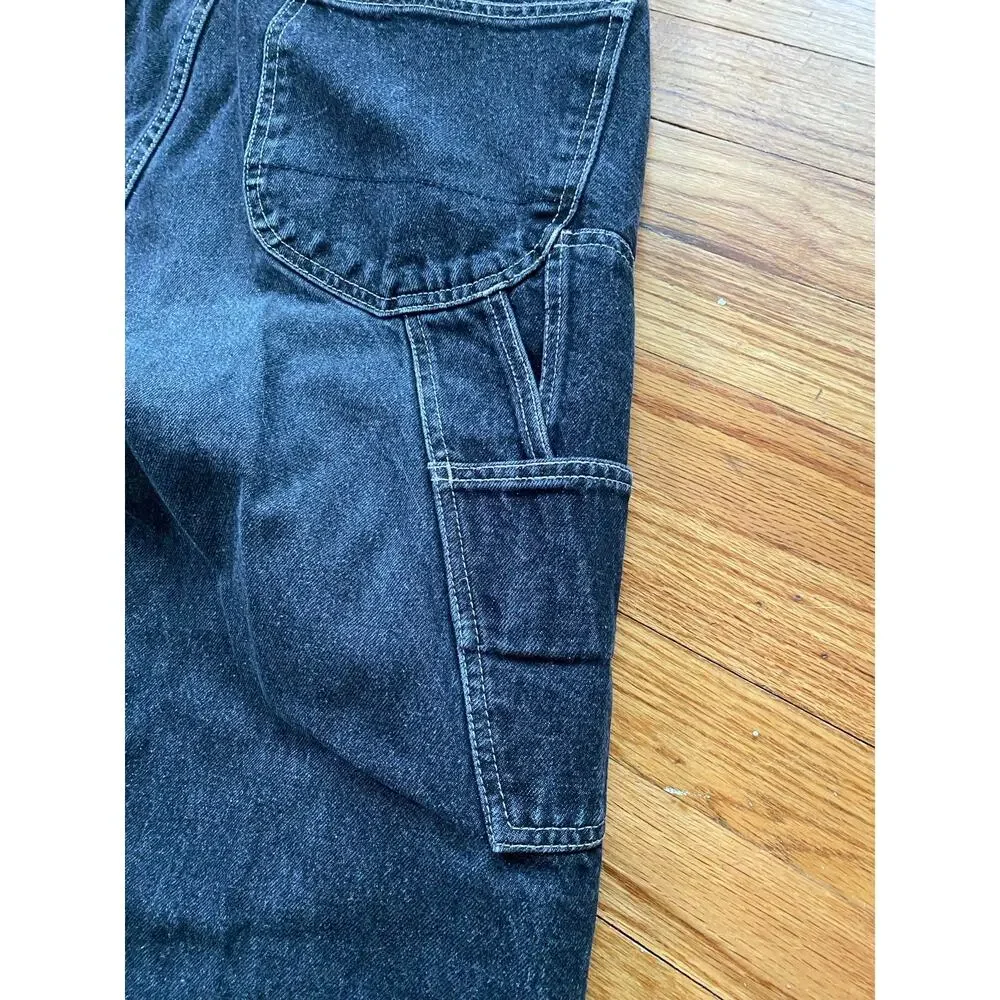 Vintage Y2K Nautica Jeans Men 36x32(31) Baggy Skater Wide Loose Black Carpenter